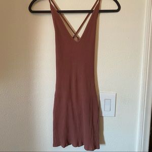 MAUVE RIBBED MINI DRESS